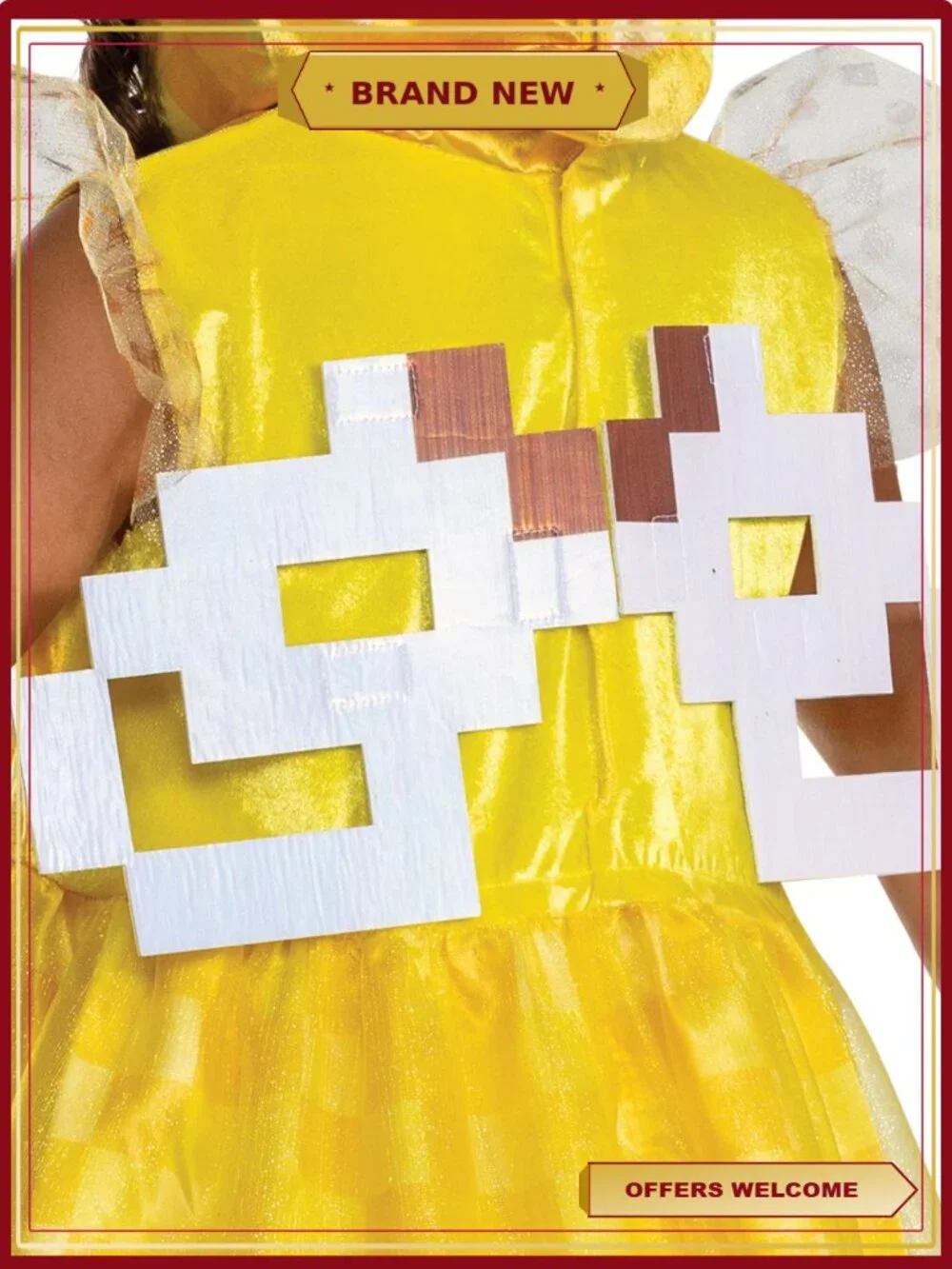 Minecraft Bee Girl Hooded Dress Kids Halloween Costume Size S
